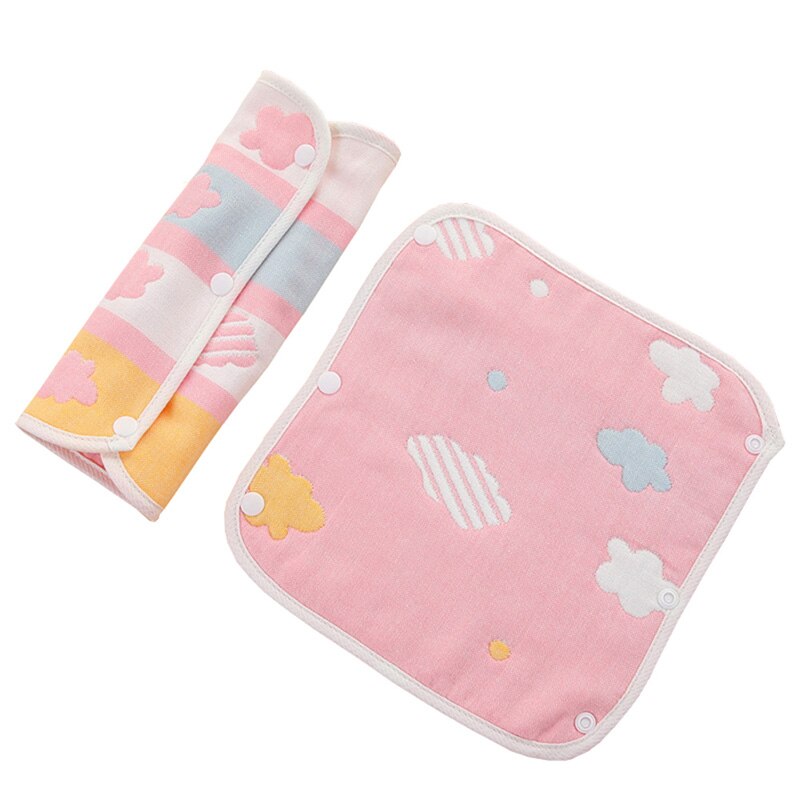 Bebê suprimentos de algodão puro padrão dos desenhos animados impressão saliva toalha espessada fivela escura alimentação toalha 2ps quente