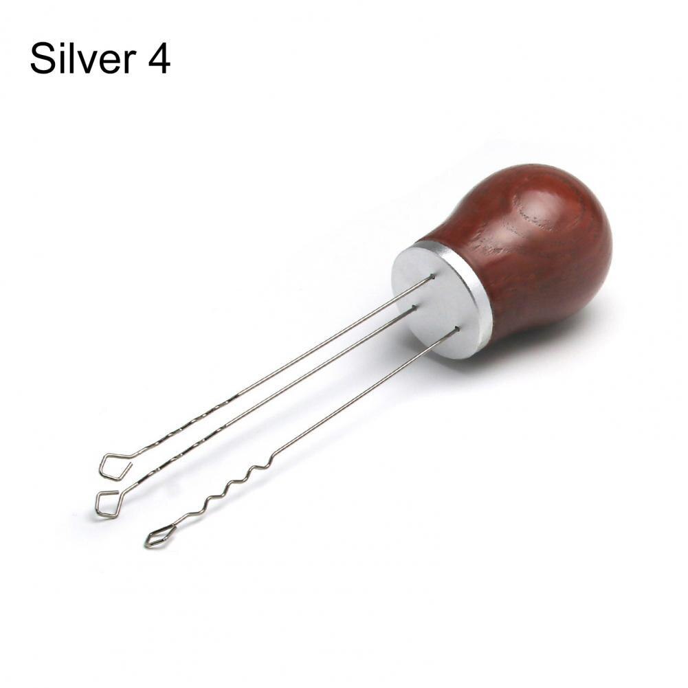 Coffee Distribution Needle Durable Coffee Tamper Leveler Tool Needle Type Wide Application Wood Handle Coffee Stirrer: Silver 4