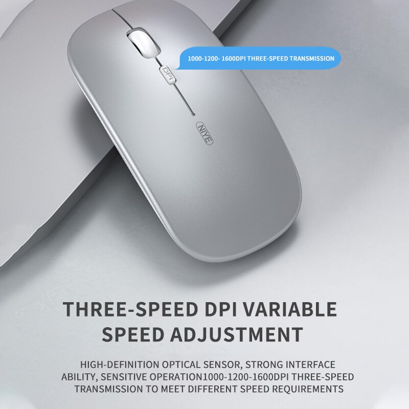 Rechargeable Wireless Bluetooth Mouse 2.4GHz Ultra-thin Mini Office Mute Mouse Gaming Portable Three-Block DPI Optical Mouse