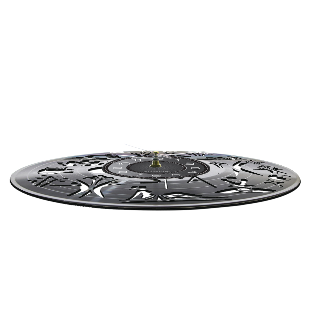 Spa Salon Center Decorative Wall Clock Massage Therapy Leisure Center Wall Watch With LED Backlight Carved Vinyl Record Artwork