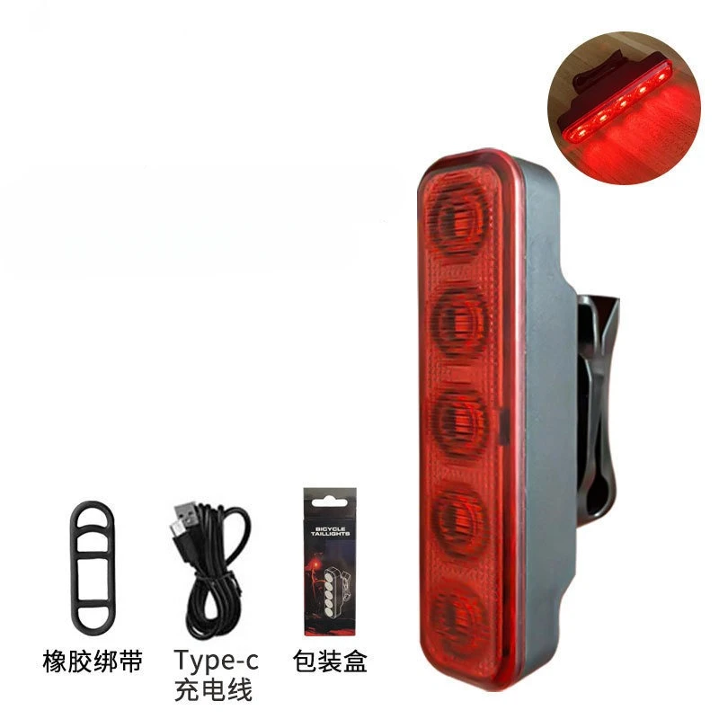 Fahrradrücklicht mit blinkfunktion, 5 leds, usb-aufladbar, ipx5 wasserdicht, mountainbike-rücklicht, fahrradzubehör: Rot