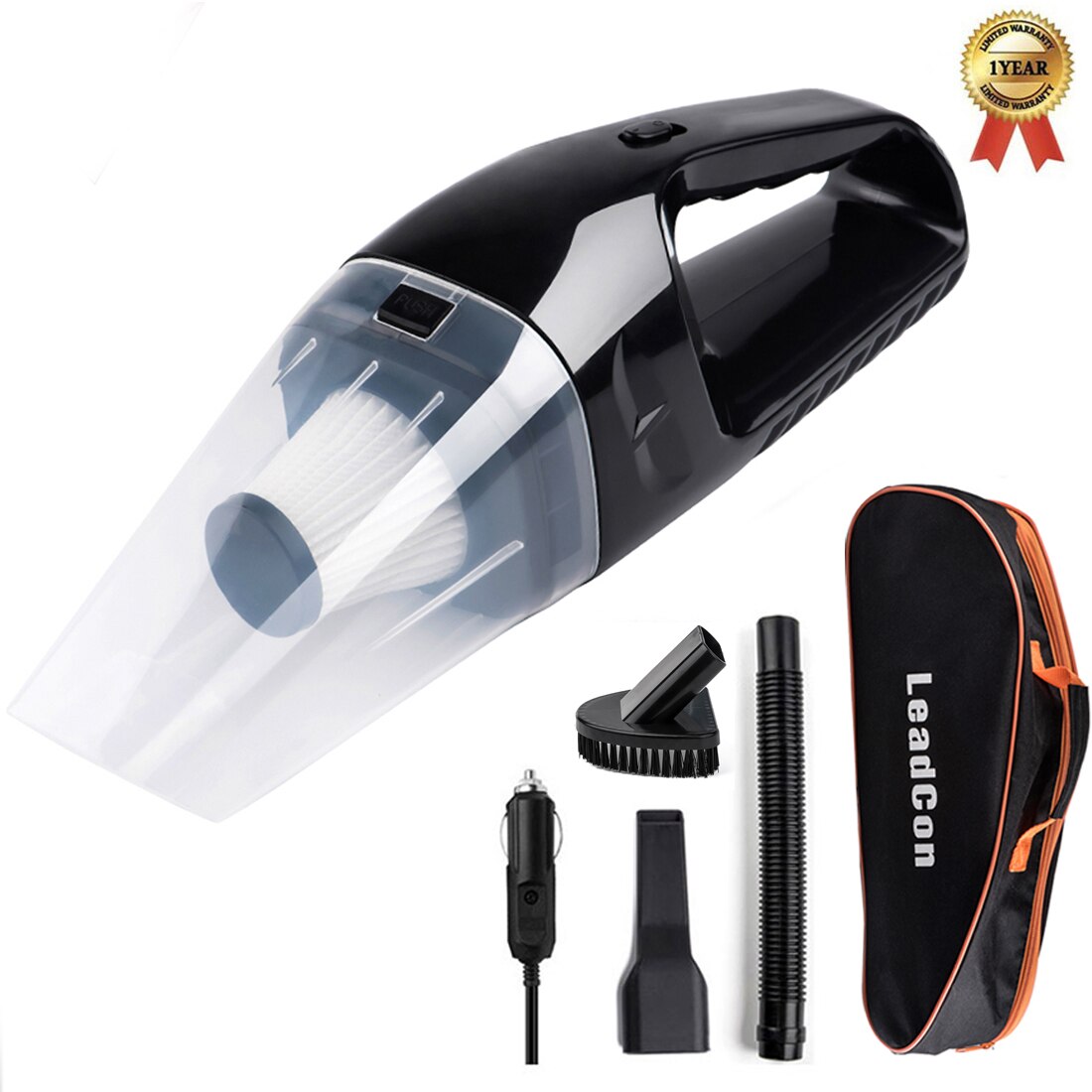 Car Vacuum Cleaner 120W Portable Handheld Vacuum Cleaner Auto Wet/Dry Car Vacuum Hand Filter 12V: black