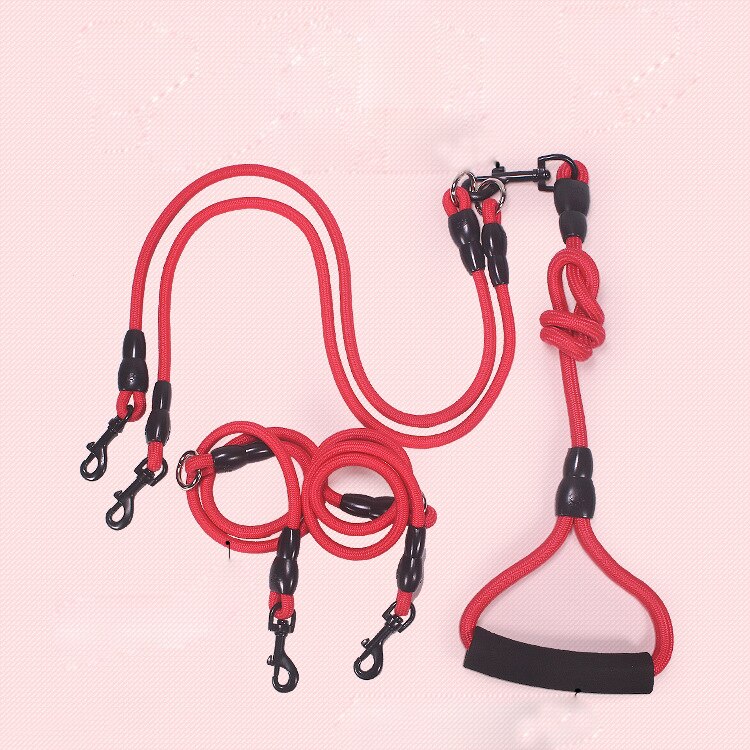 2/3/4 manier Koppelingen Pet Walking Leash Gevlochten Nylon Elastische Hond Kraag Riem Touw Dubbele Hoofd verstelbare Training Lead Harness