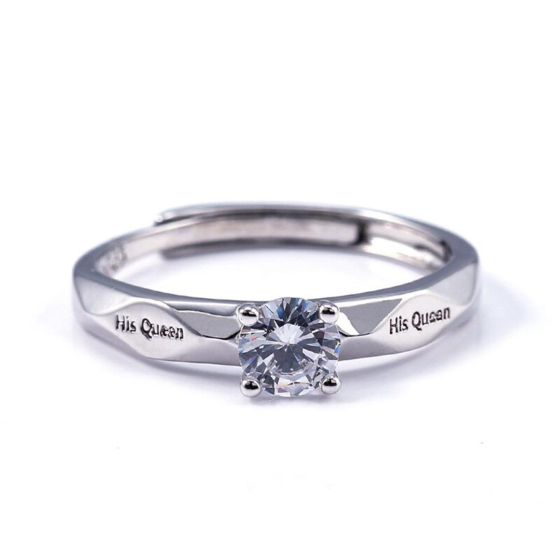Haar Koning Zijn Koningin Paar Trouwringen Vrouwen Mannen Rhinestone Engagement Bands Romantische Sieraden Valentijnsdag