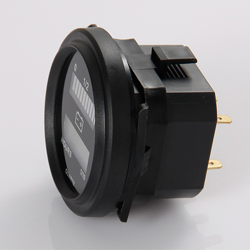 Rund lcd timemåler med ledet batteriindikator målemåler 12v 24v 36v 48v 72v til golfbil traktor fejemaskine