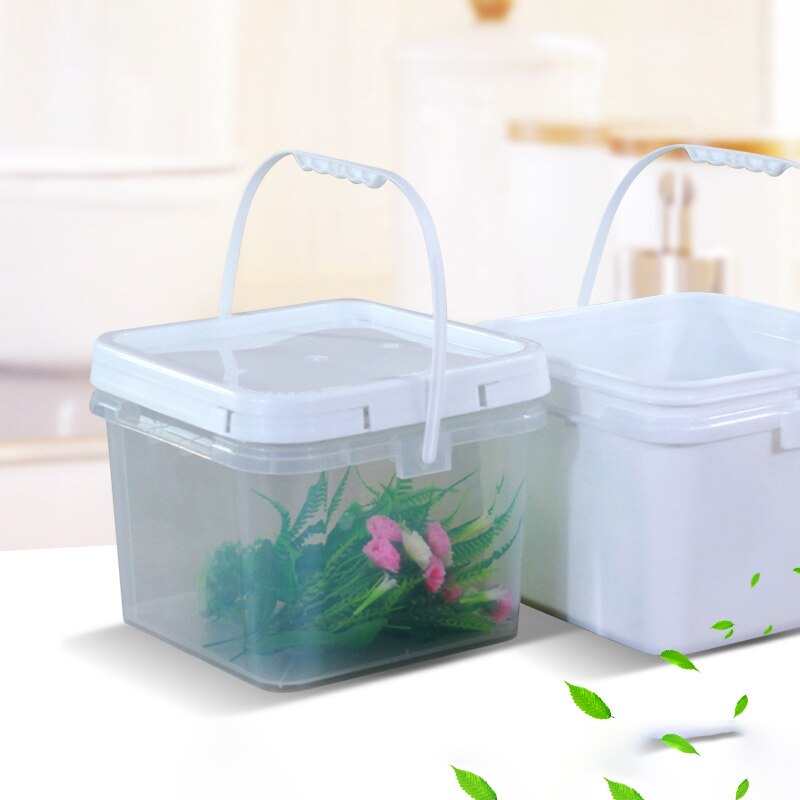 8L Vierkante Plastic Emmer Met Handvat En Deksel Multipurpose Storage Container Voor Yoghurt/Ijs/Granen/Voedsel 2 Stks/partij