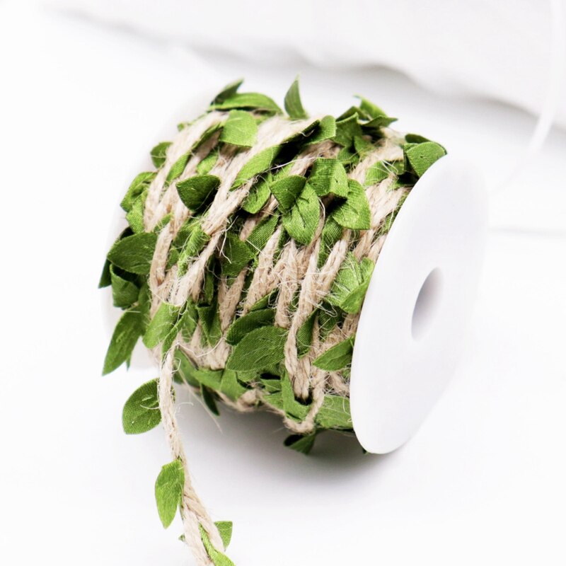 -10M Simulatie Groene Bladeren Weven Touw Diy Bruiloft Verjaardag Bruiloft Decoratie Rotan Boeket Verpakking Touw