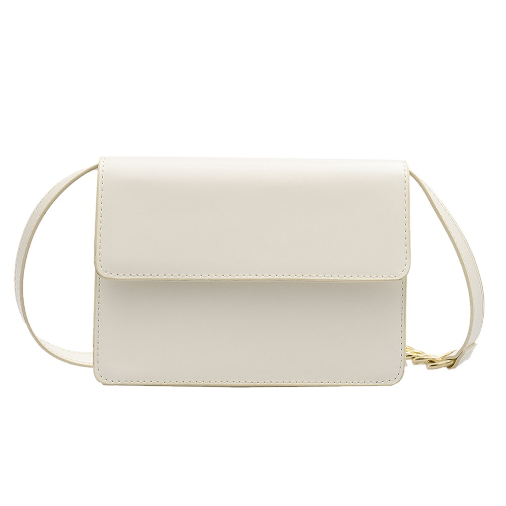 Dames leren schoudertas klassieke textuur delicate zakelijke dagelijkse pure kleur kleine handtas: 2- witte