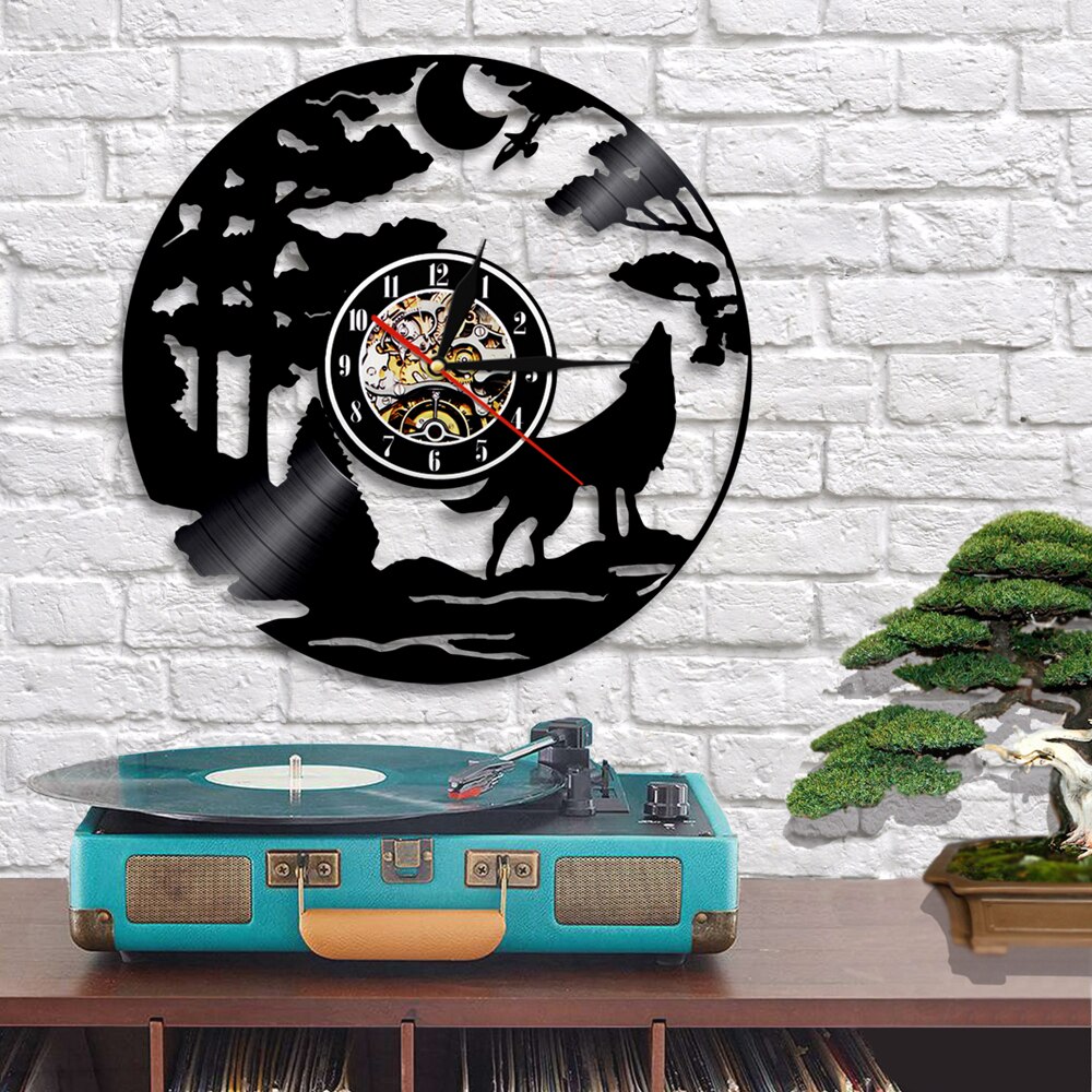 Wolf led silhouette baggrundsbelysning dyr vinyl ur farveskift atmosfære cool stue interiør indretning væg kunst