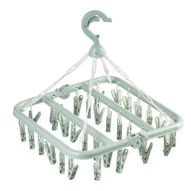32Clips Rack secado de ropa Clip de plástico de calcetines a prueba del viento secado estante giratorio hogar calcetines ropa secador de productos: 3