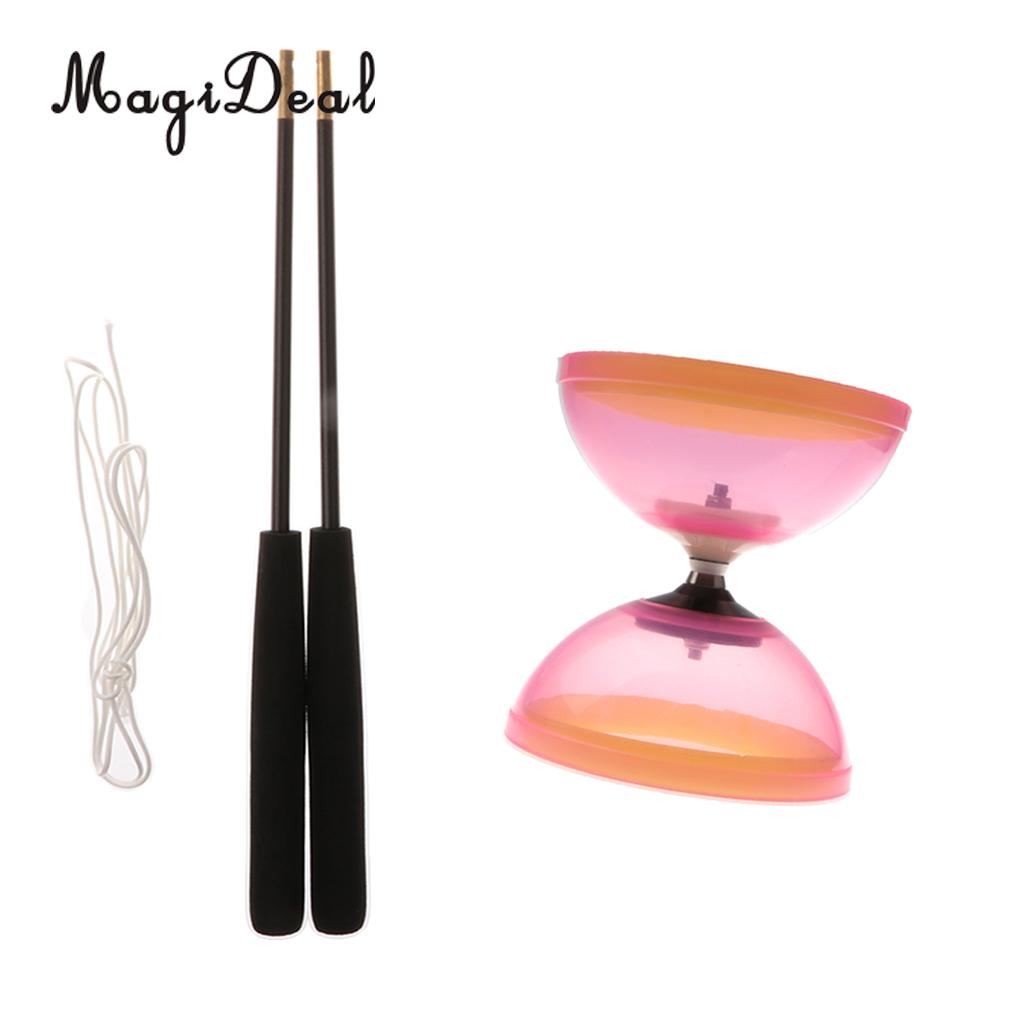 Klassieke Chinese Yoyo 1-Lager Diabolo Set Met Aluminium Stokken En String Voor Kinderen Kinderen Volwassen Ouderen Park speelgoed: Pink