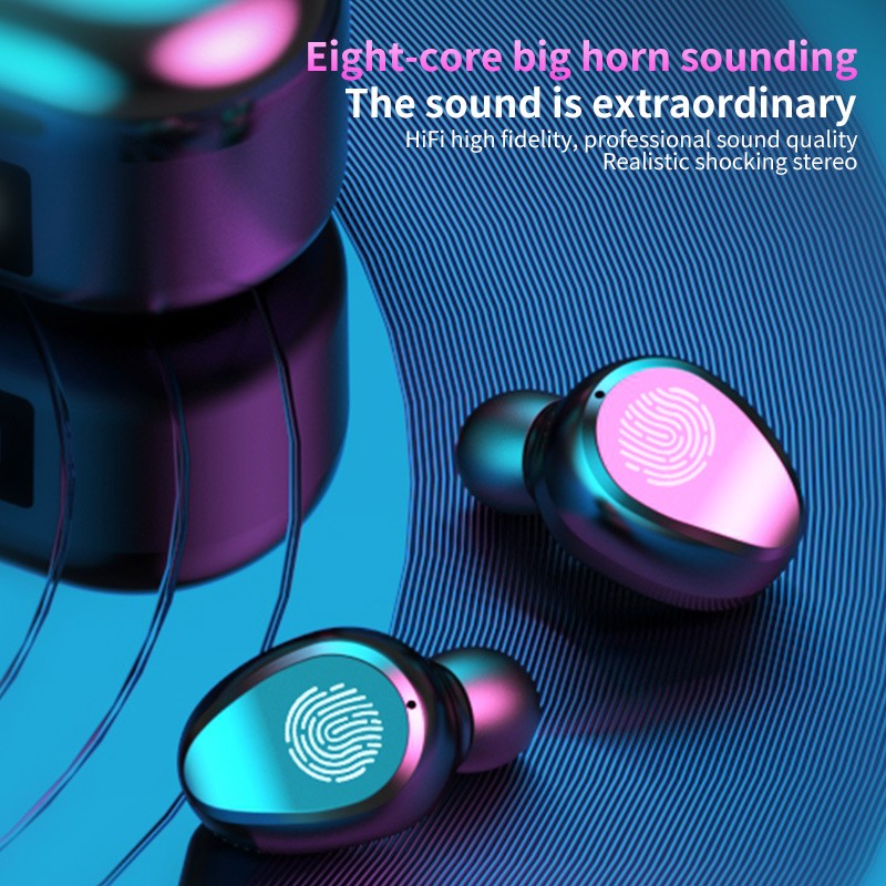 Echte draadloze oordopjes, bluetooth-koptelefoon met touchbediening en draadloze oplaadcassette, ipx 7- waterdichte stereo-oordopjes voor sport.