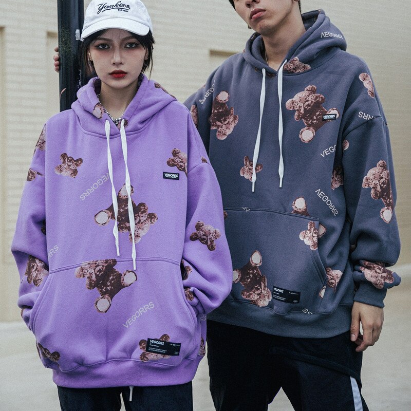 VEGORRS Neue Bär Manyinka zur Seite fahren Männer Und Frauen Hüfte hüpfen Paar verlieren Skateboard Hoodie