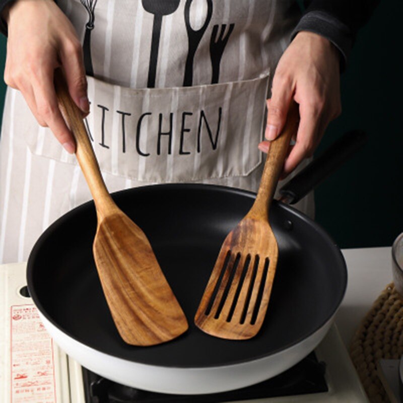 Houten Spatel Kookgerei Schop Voor Non-stick Pan Lepel Kookgerei Tool Houten Gadgets Kookgerei Voor Keuken Accessoires