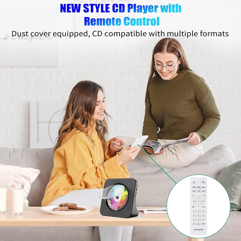 Rechargeable CD Player with Bluetooth Infrared Remote Control Built-in Speaker AUX USB FM Radio For CD-R/CD-RW Music Player