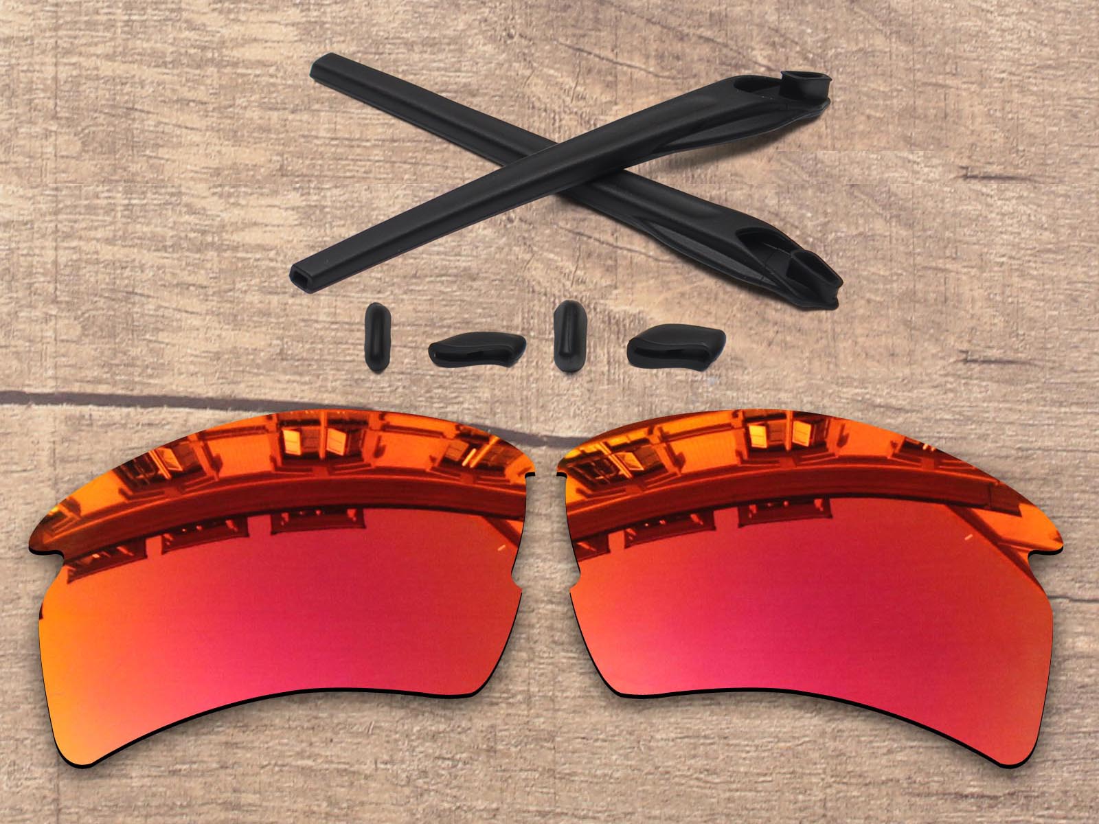 Vonxyz 20 + opções de cores polarizadas lentes de substituição & nariz almofadas orelha meias de borracha kit para-oakley flak 2.0 xl oo9188 quadro: Ruby Mirror