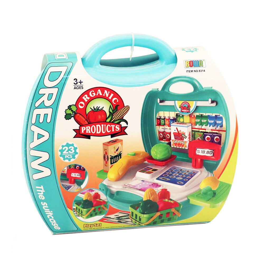Juguetes de cocina portátil supermercado frutas maleta juego de simulación niños juguete de juego de simulación