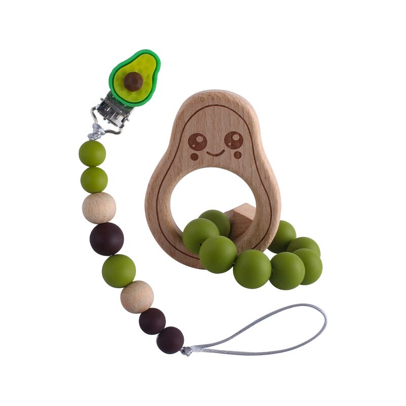 Nyeste baby sut kæde klip avocado træbinder og binder armbånd til tyggepleje: Lysegul