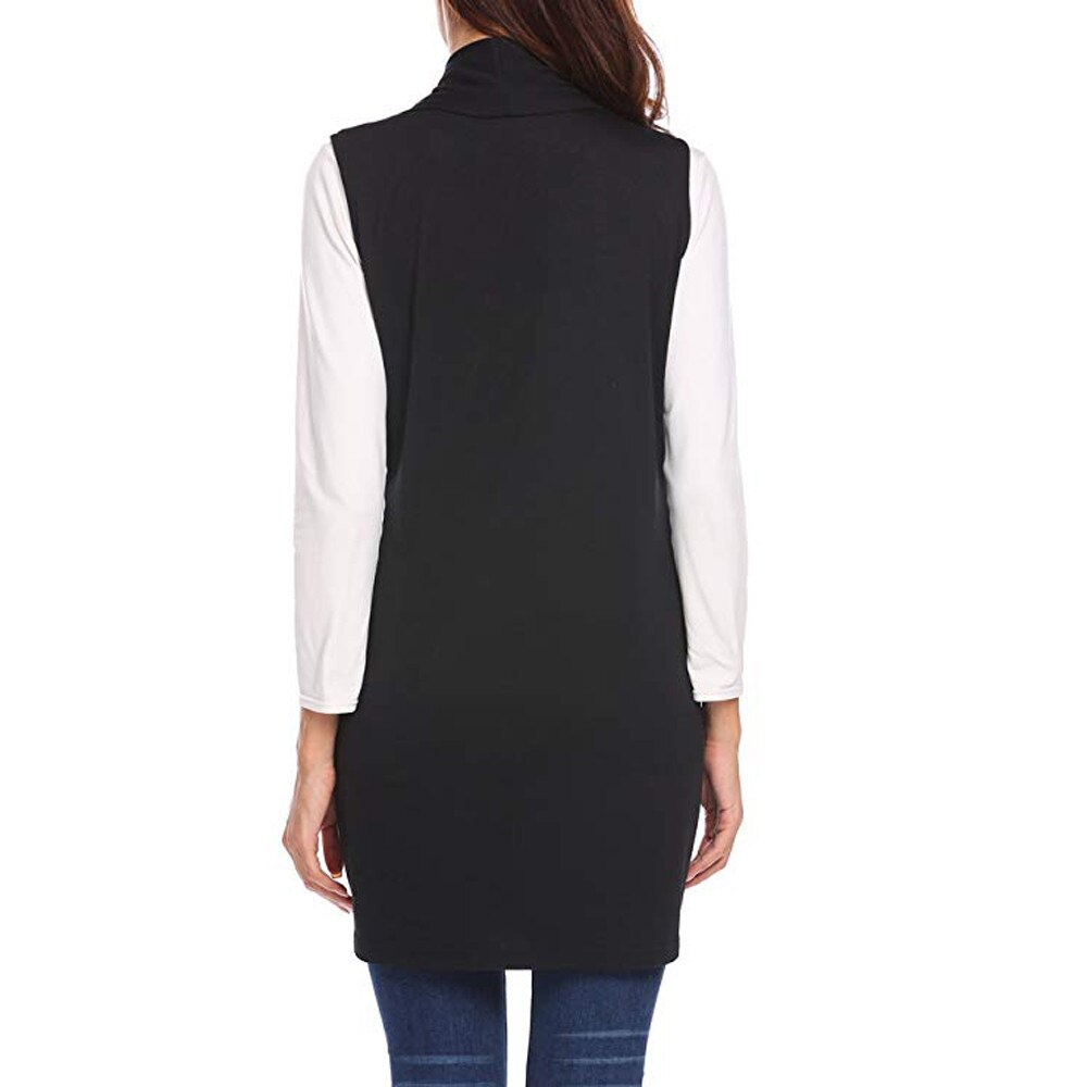 Stilfuld bar kvinder sjal lomme vest åben stich frakke jakke vest uregelmæssig ærmeløs strik battrøje cardigan kvindelig feminino