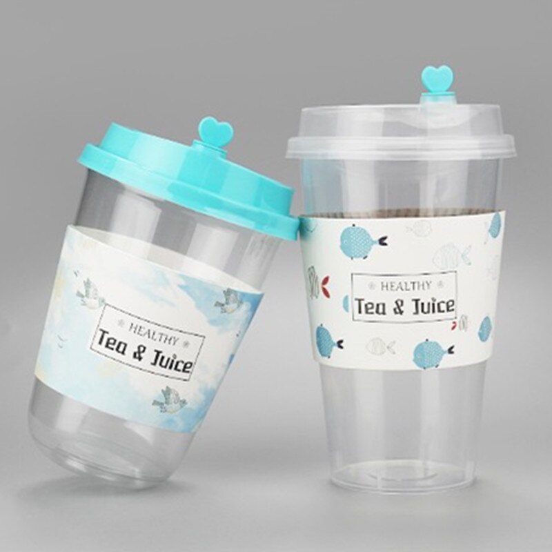 50 Stuks Isolatie Kraftpapier Plastic Cup Of Papier Cup Sets Dikker Wit Karton Creatieve Drinken Cup Mouwen