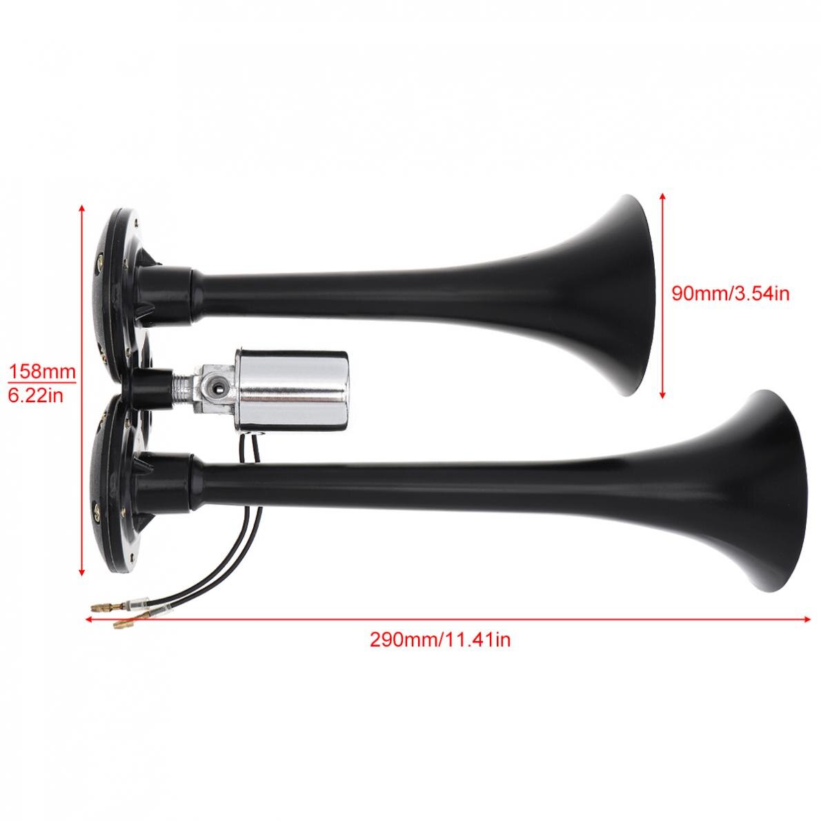 178DB Super Luide Claxon 12V Black Dual Trompet Voertuig Auto Air Horn Voor Auto Boot Motorfiets Truck Hoorn