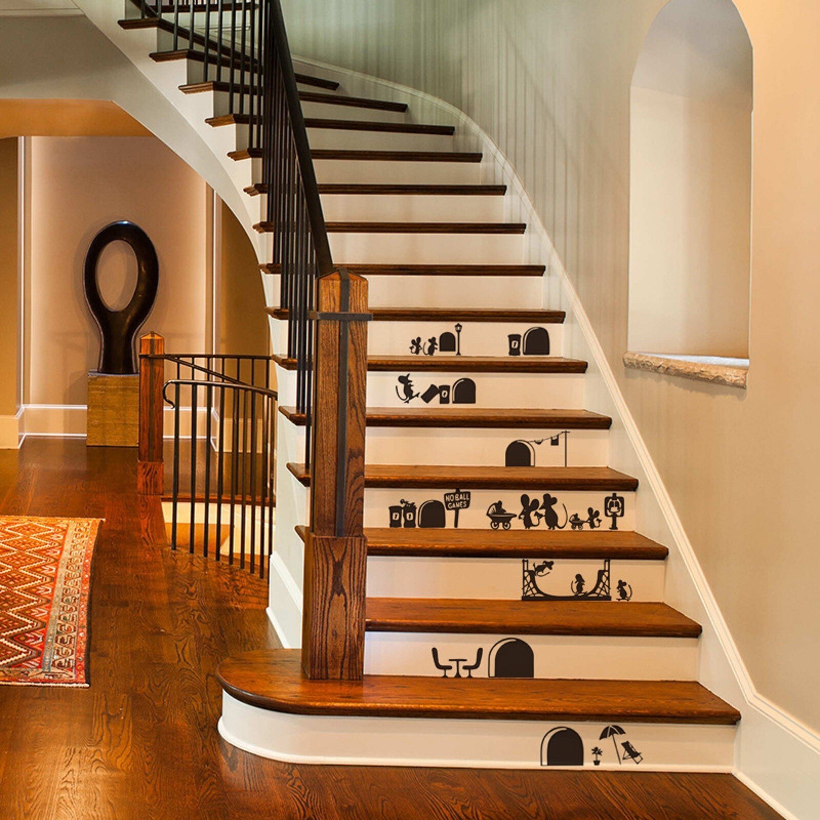 Cartoon 3D Mouse Wall Sticker Realistic Mouse In A Hole Wall Decal For Kids Room Bedroom Nursery Decor Living Room Decal