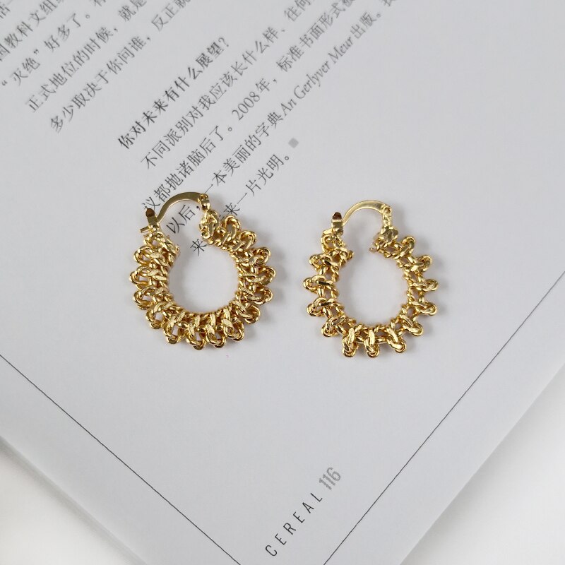 Peri'sBox Symmetrical Round Multi Knots Geometric Earrings Brass Gold Hoop Earrings for Women Stylish Dainty Earrings Hoops