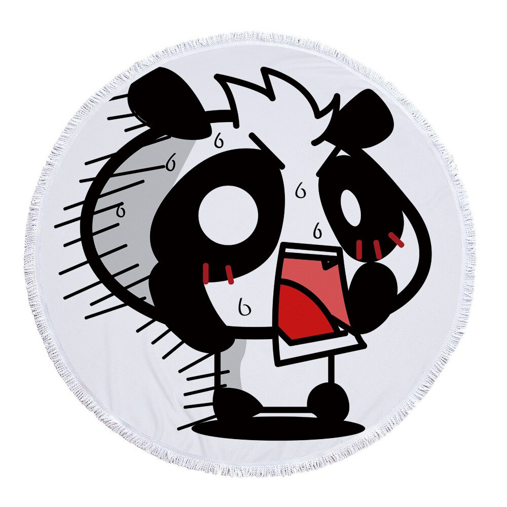Schattig panda patroon ronde strandhanddoek microvezel materiaal kan worden gebruikt als badhanddoek yogamatten picknickmat baby speelmat: 8