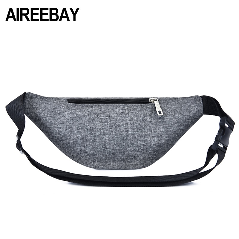 AIREEBAY Waist Bag Women Three Zipper Pocket Chest Handbag Unisex Fanny Pack Ladies Waist Pack Belly Bags Purse