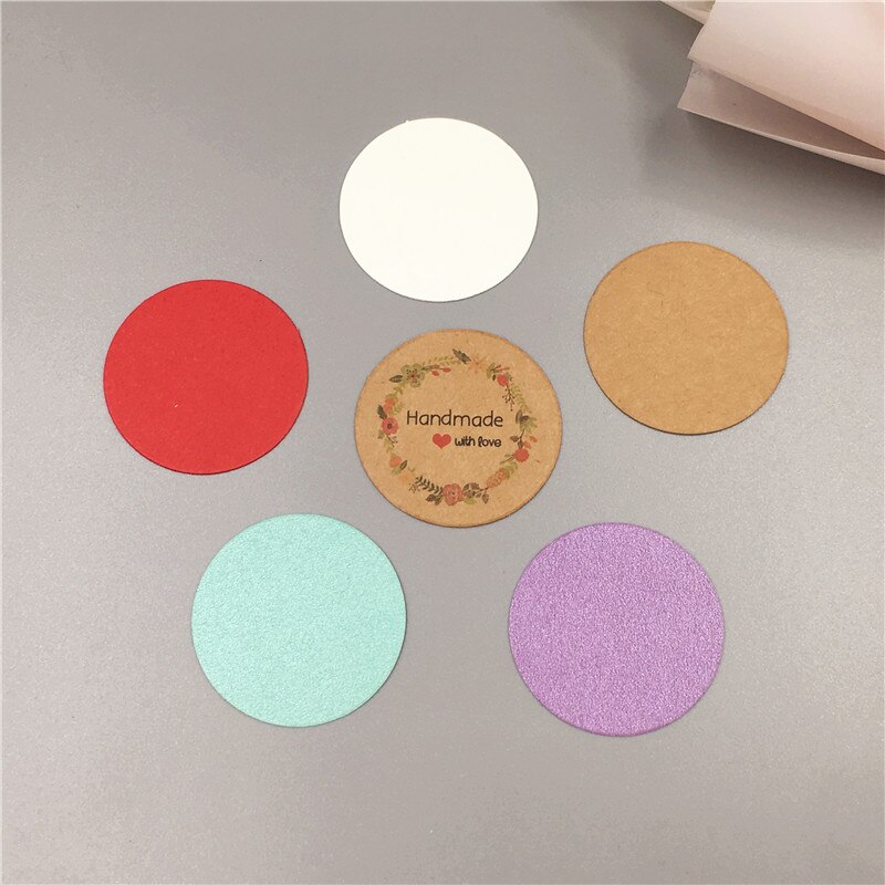 Etiquetas de papel Kraft colgantes para zapatos, suministros de , etiqueta de precio reciclable, de forma redonda multicolor, 300 unids/lote