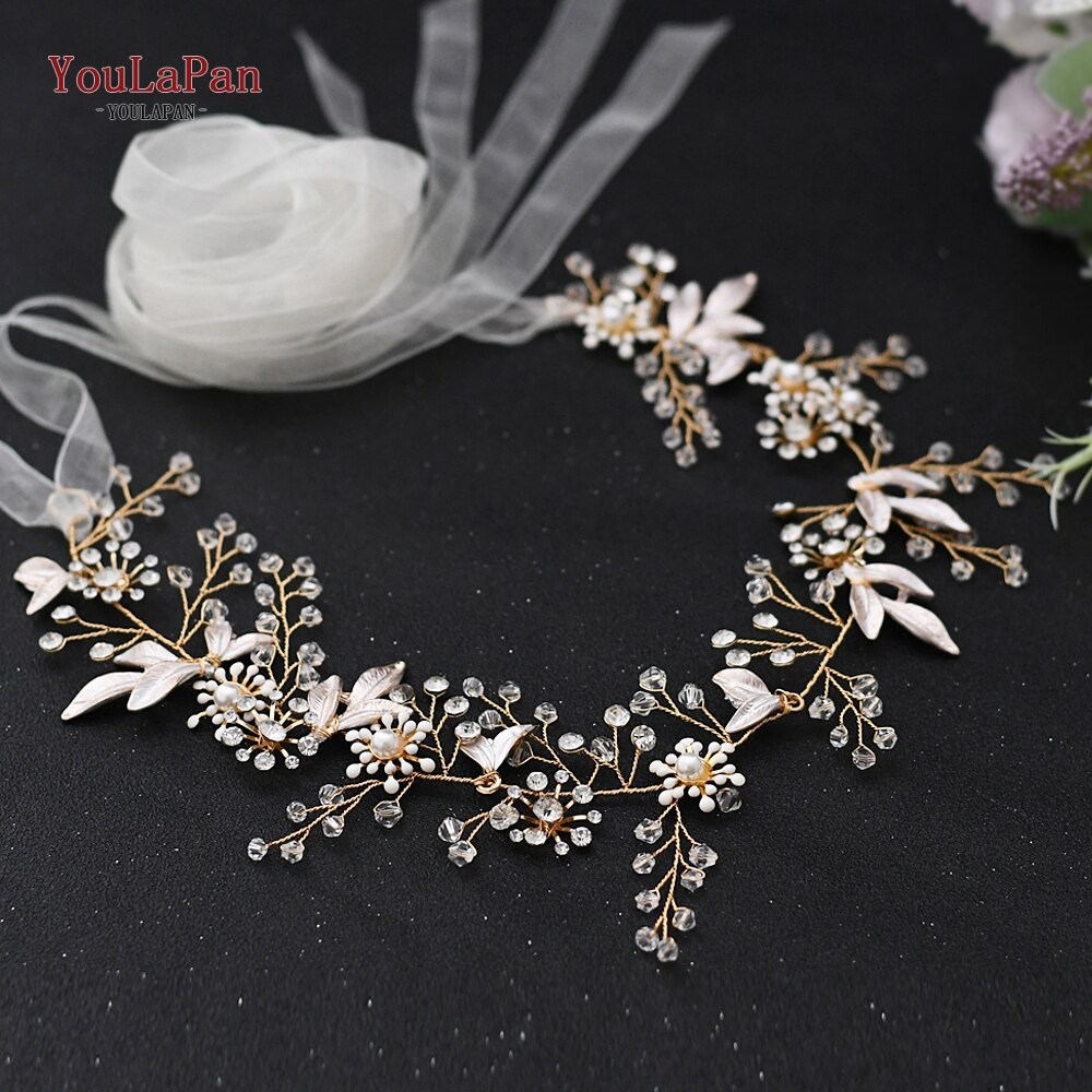 YouLaPan SH294 Simple Bridal Dresses Belt Rose Gold Wedding Dress Accessories Women Waist Belt Flower Bridal Sash Crystal Belt: Ivory organza