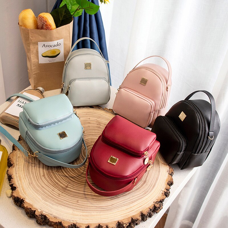 NIGEDU mini sac à bandoulière pour femmes dames sacs à main cuir PU bonbons couleurs forme populaire filles sac à bandoulière sac à dos noir