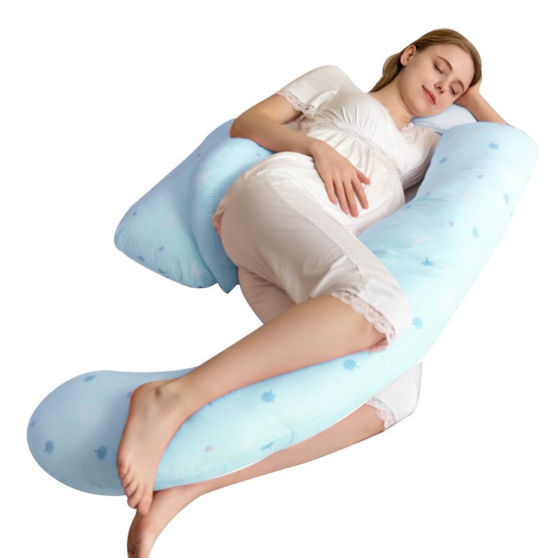 U form ren bomuld sikker justerbar barsel side sovekabine puder gravide talje mave støtte rygpude sengetøj: Lyserød