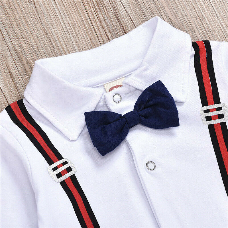 Kids Baby Jongens Gentleman Kleding Lange Mouw Knop Katoen Strik Jumpsuit Romper Herfst Outfits 0-24M