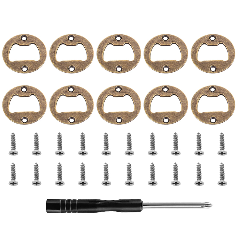 Kit d'inserts pour ouvre-bouteille, inserts ronds en acier inoxydable avec vis et tournevis pour ouvre-bouteille, moule de bricolage: green