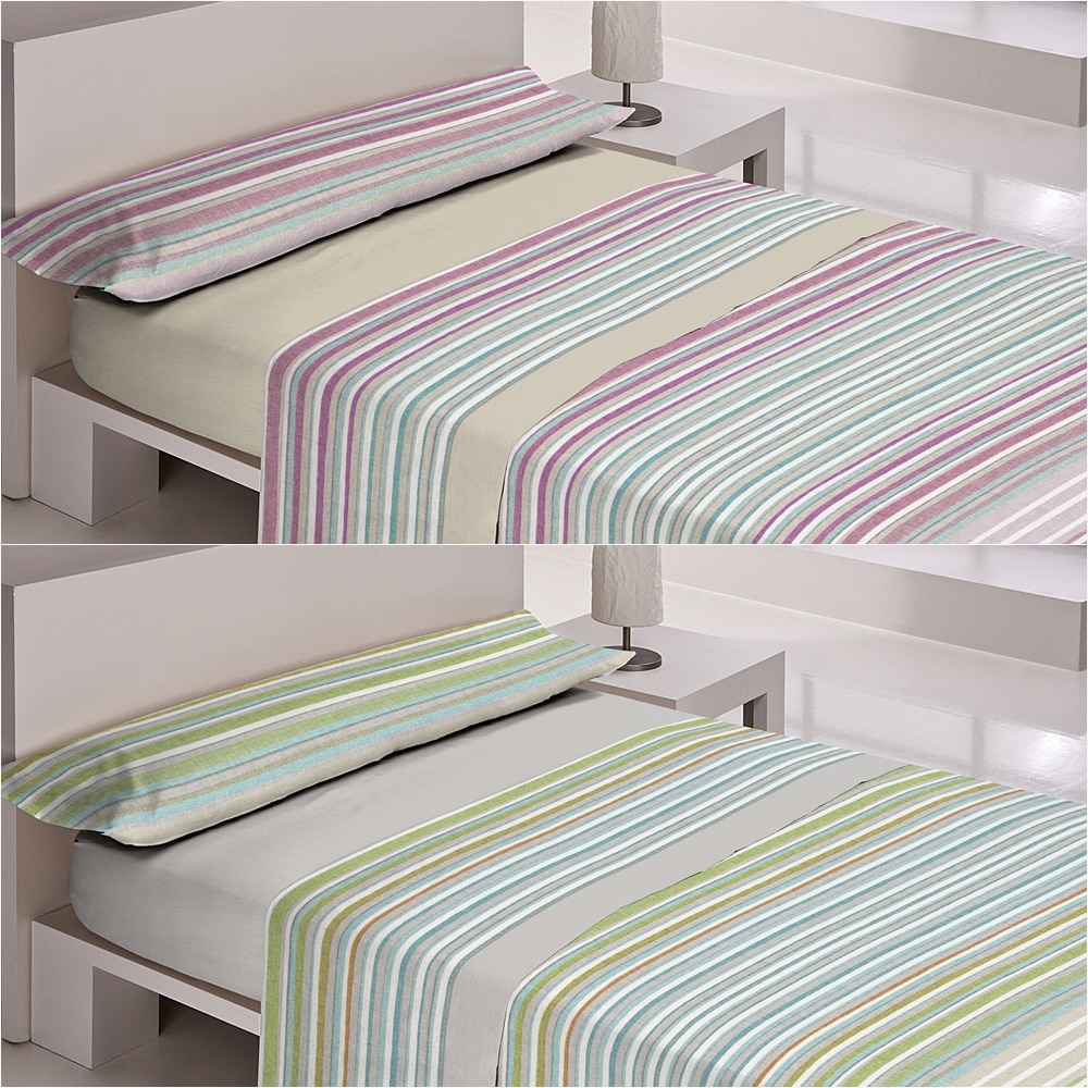 Juego de sábanas 50% ALGODON color verde o morado - Javier-Larrainzar - mod. LAZA - cama de 90, 105, 135, 150, 160, 180