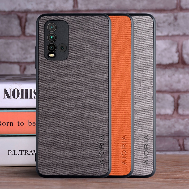 Case for Xiaomi Redmi 9T coque Luxury textile Leather skin soft TPU hard PC phone cover for Xiaomi Redmi 9T case funda