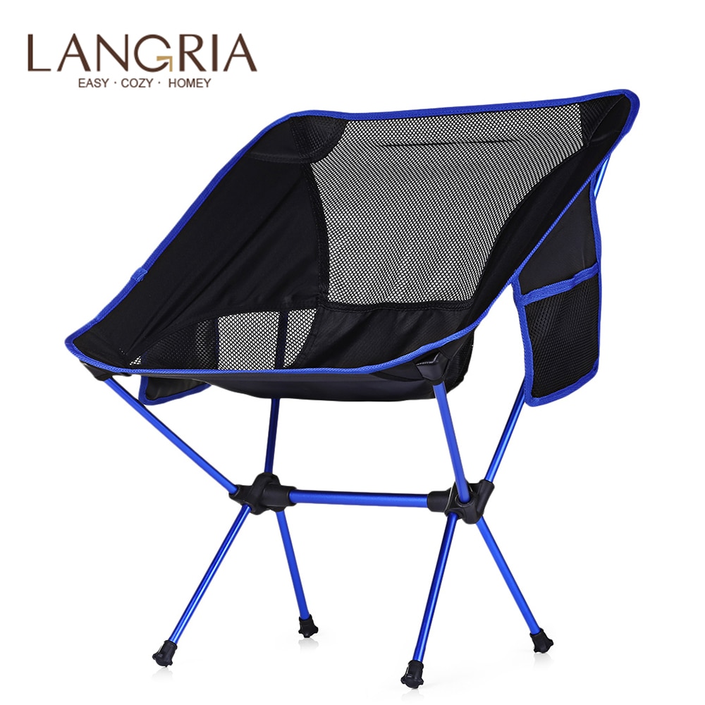 LANGRIA Draagbare Ultralight Zware Aluminium Klapstoel Opvouwbare Stoel met Opbergtas voor Outdoor Picknick Camping