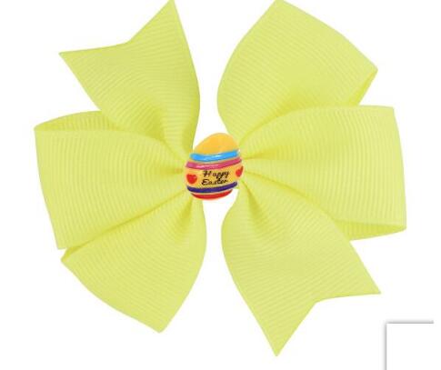 60pcs/ 3.5" Easter Day Eggs Hair Bows for Girls Solid Ribbon Easter Eggs Bowknot Hair Clip Kids Hairgrips Hair Accessories: color 11