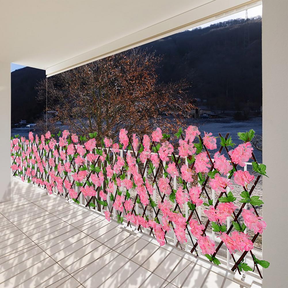 Valla retráctil telescópica de madera para decoración de jardín, decoración de hojas de flores, telescópica, retráctil