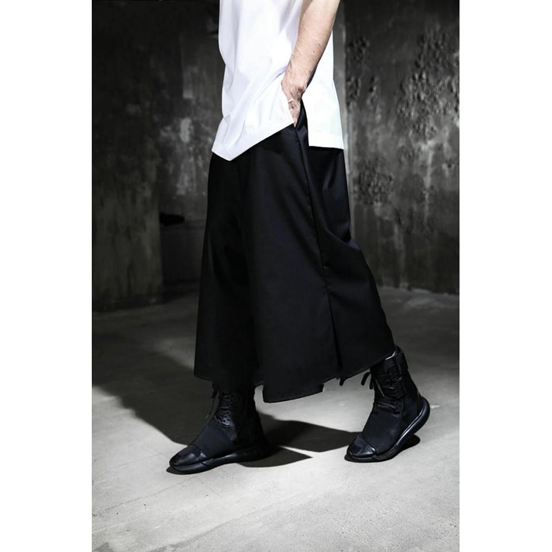 Pantalon large fendu sur le côté pour homme, style décontracté, tendance, style coréen, grande taille, ample, à neuf points, style harem