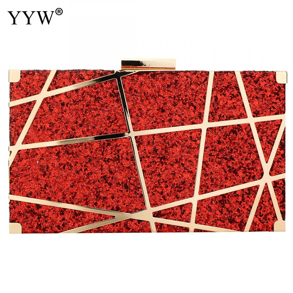 Gold Acrylic Lattice Sequin Chain Bag Women PVC Evening Clutches Bags Small Party Handbags Purse Wedding Box Female Bolsa: red