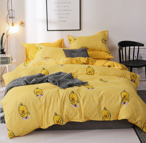 4pcs Flamingo Duvet Quilt Cover Pillowcases Bedding Set Single Double King Super: E / 15x200cm