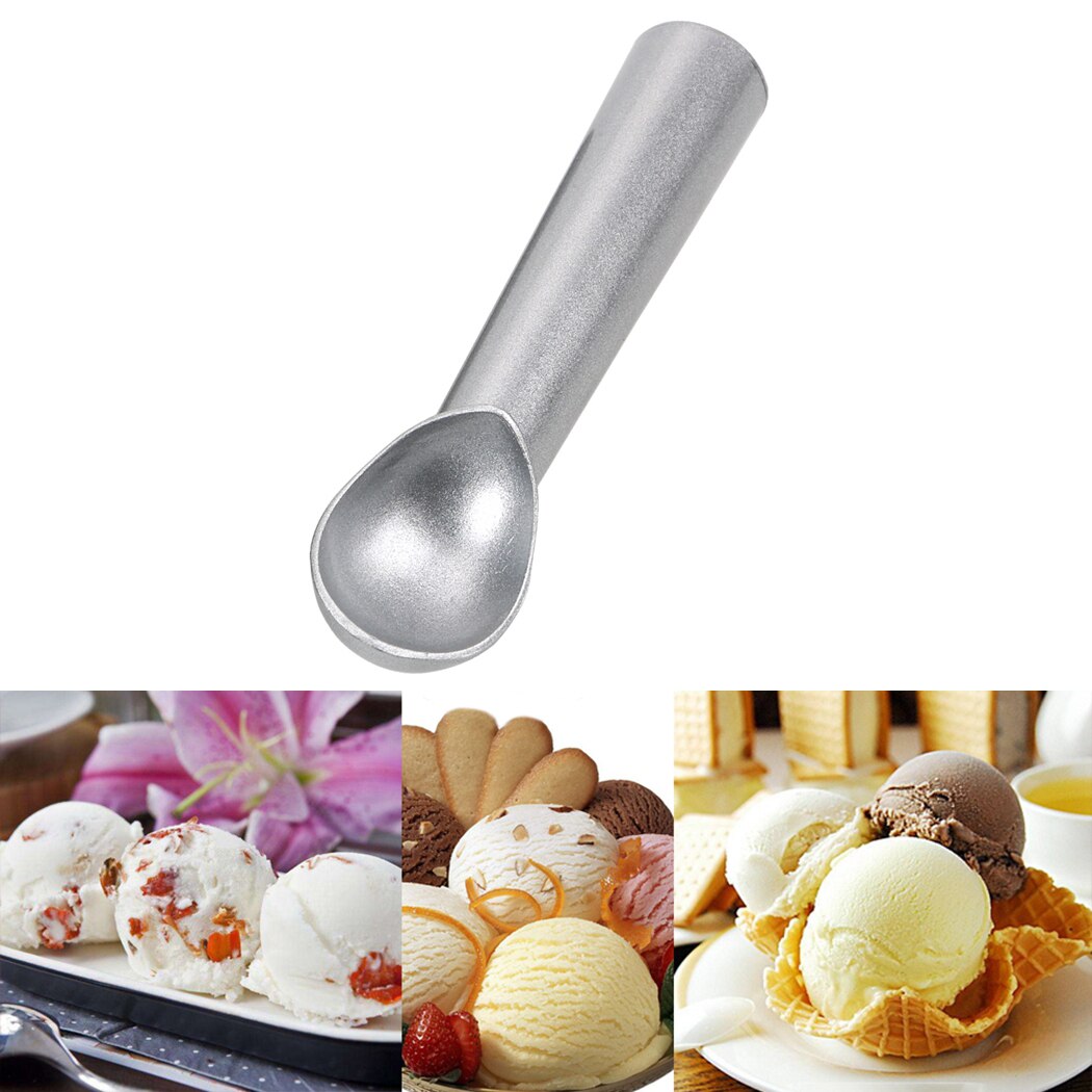 Ice Cream Ball Spoon Stainless Steel Spoon Fruit Watermelon Spoon Non-stick Ice Cream Ball Making Tool Kitchen Supplies: Sliver