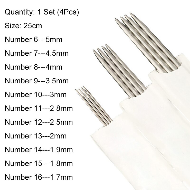 Lot De 22 Aiguilles à Tricoter En Acier Inoxydable Brillant De 25 Cm Pour Une Large Application 95065081