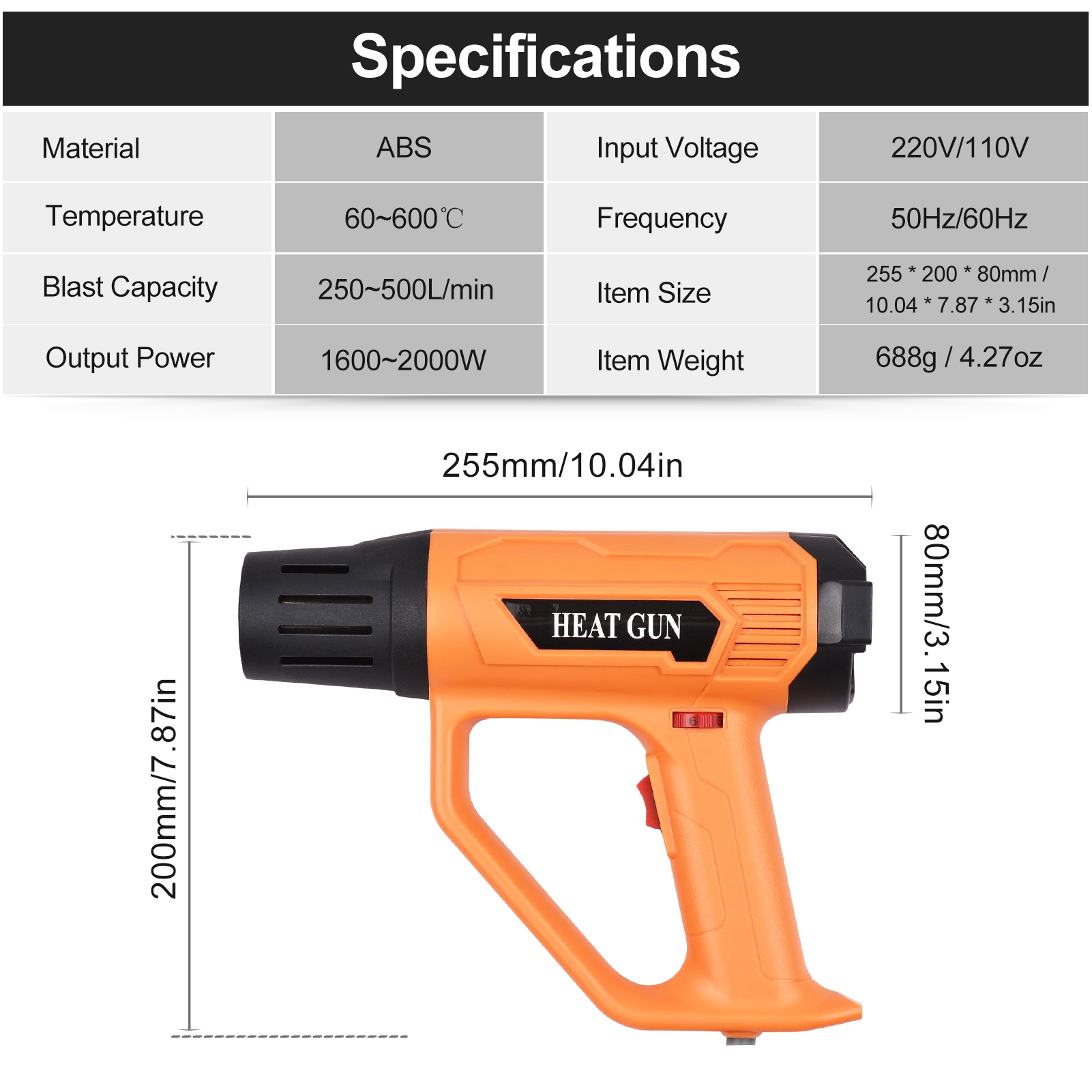 2000W 220V Air Blower High Power Zware Snelle Elektronische Digitale Display Heat Gun Air Gun handheld Air Heater