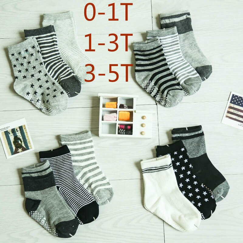 Chaussettes antidérapantes pour enfants de 0 à 5 ans, 24 pièces = 12 paires, motif étoiles, de couleur unie, pour garçons