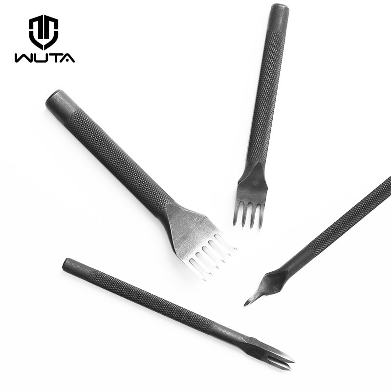 WUTA, 1 pieza, punta de diamante, cincel de cuero de hierro negro, herramientas de punzonado para artesanía de cuero, herramientas de costura disponibles de 3/4mm