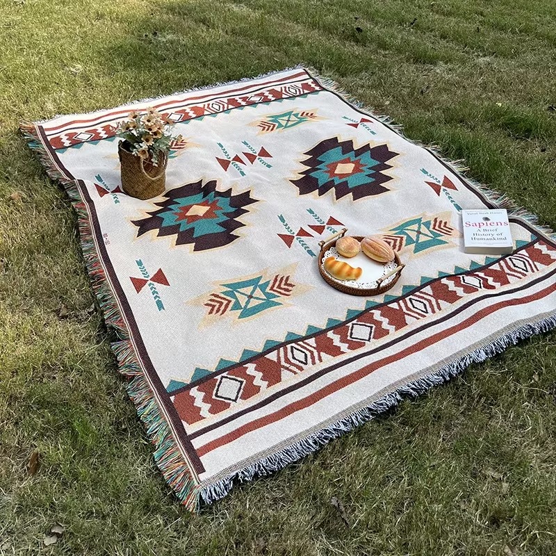 Nueva estera de Picnic a cuadros bohemia, manta para acampar en interiores y exteriores, tela de Picnic de punto portátil, funda para sofá, mantas para tienda