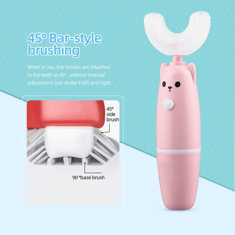 Smart 360 Graden Elektrische Tandenborstel Kids Silicon Automatische Ultrasone Waterproofteeth Tandenborstel Cartoon Kinderen Oral Care